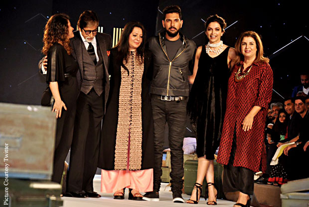 Amitabh Bachchan, Deepika Padukone and Farah Khan at Yuvraj Singh's Fashion Label Launch