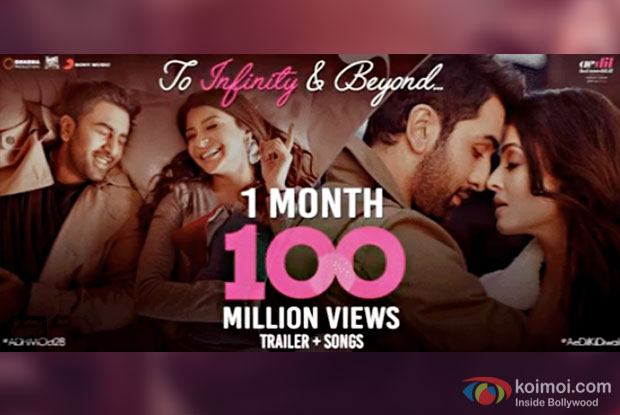 Ae Dil Hai Mushkil's Trailer And Songs Cross 100 Million Views On Youtube