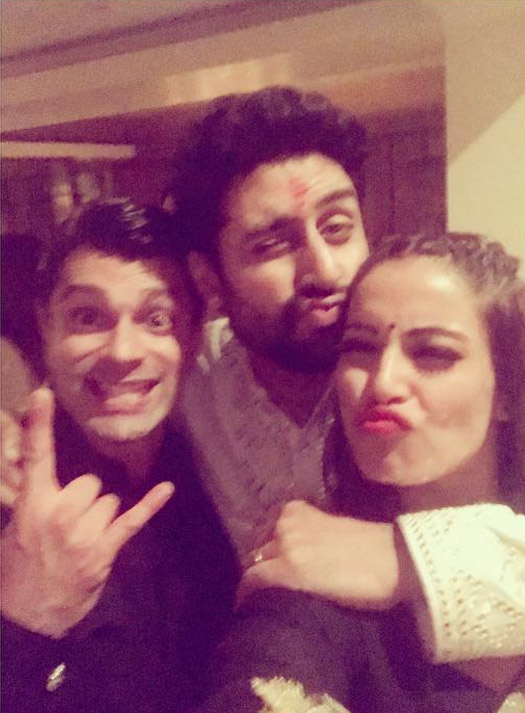 Abhishek Bachchan, Karan Singh Grover and Bipasha Basu During The Amitabh Bachchan's Diwali party