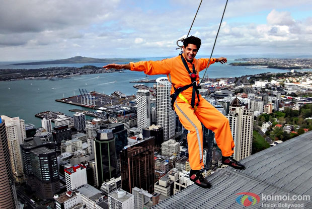 Sidharth Malhotra having fun on the Sky tower