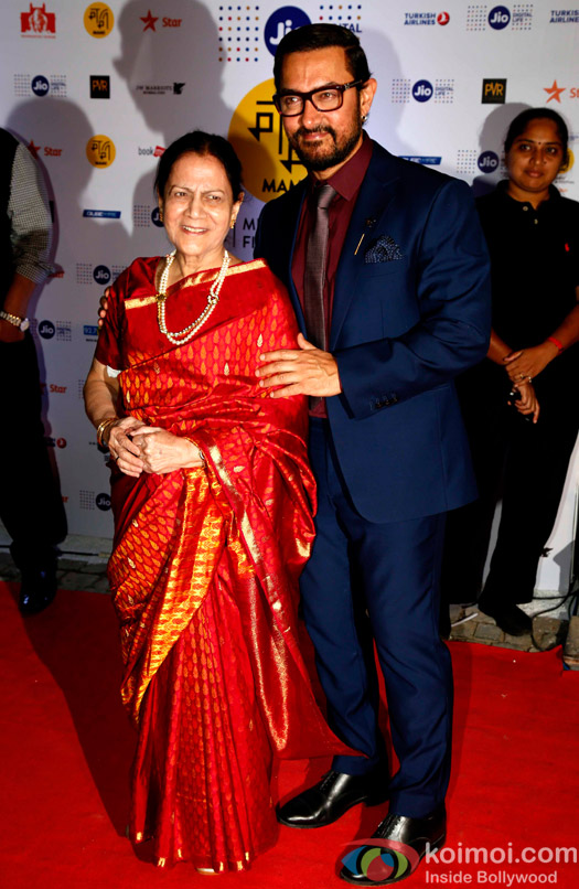Aamir Khan with his mother Zeenat Hussain During The Jio MAMI 18th Mumbai Film Festival - Opening ceremony