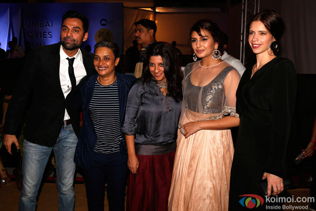 Abhay Deol, Reema Kagati, Zoya Akhtar, Huma Qureshi and Kalki Koechlin During The Jio MAMI 18th Mumbai Film Festival - Opening ceremony