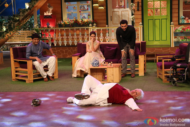 Ranbir Kapoor, Aishwarya Rai Bachchan and Anushka Sharma on the sets of The Kapil Sharma Show