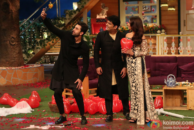 Ranbir Kapoor, Aishwarya Rai Bachchan and Anushka Sharma on the sets of The Kapil Sharma Show