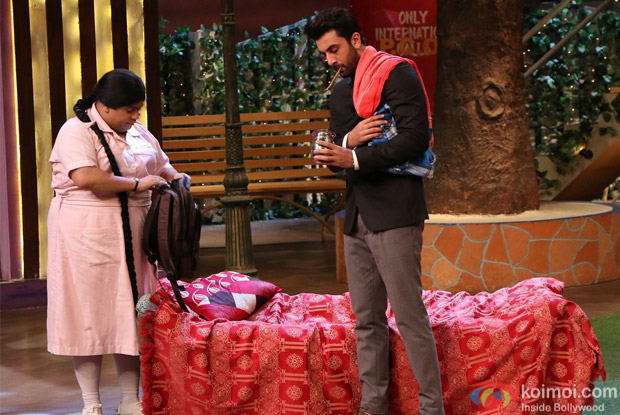 Ranbir Kapoor, Aishwarya Rai Bachchan and Anushka Sharma on the sets of The Kapil Sharma Show