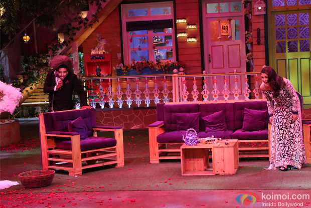 Ranbir Kapoor, Aishwarya Rai Bachchan and Anushka Sharma on the sets of The Kapil Sharma Show