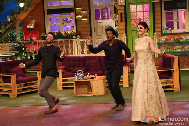 Ranbir Kapoor, Aishwarya Rai Bachchan and Anushka Sharma on the sets of The Kapil Sharma Show