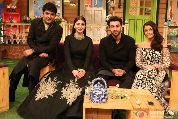 Ranbir Kapoor, Aishwarya Rai Bachchan and Anushka Sharma on the sets of The Kapil Sharma Show