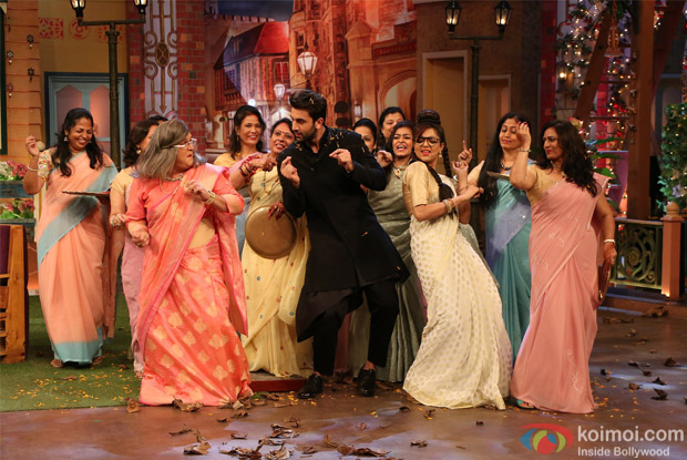 Ranbir Kapoor, Aishwarya Rai Bachchan and Anushka Sharma on the sets of The Kapil Sharma Show