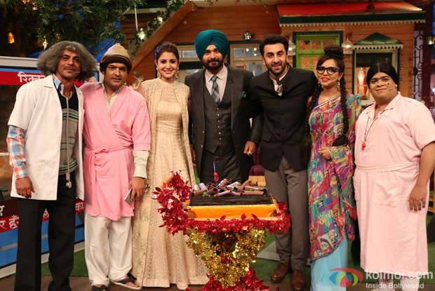 Ranbir Kapoor, Aishwarya Rai Bachchan and Anushka Sharma on the sets of The Kapil Sharma Show