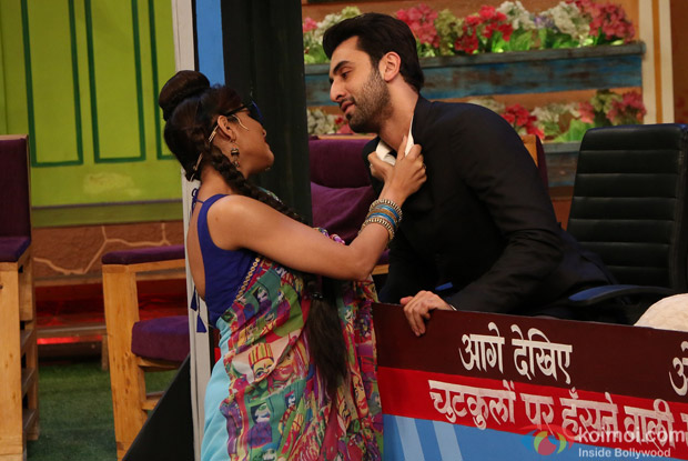 Ranbir Kapoor, Aishwarya Rai Bachchan and Anushka Sharma on the sets of The Kapil Sharma Show