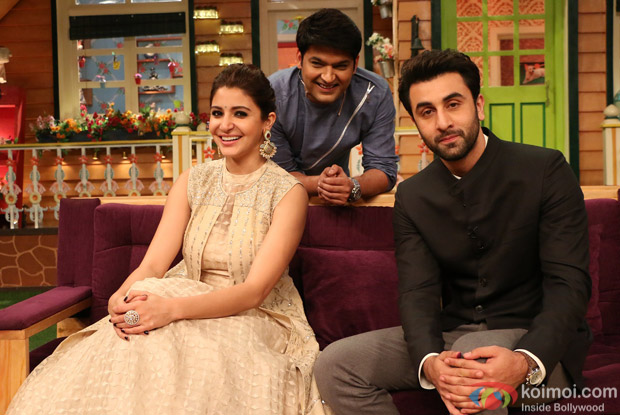 Ranbir Kapoor, Aishwarya Rai Bachchan and Anushka Sharma on the sets of The Kapil Sharma Show