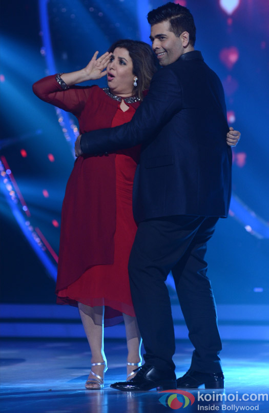 Karan Johar and Farah Khan on the sets of Jhalak Dikhhla Jaa