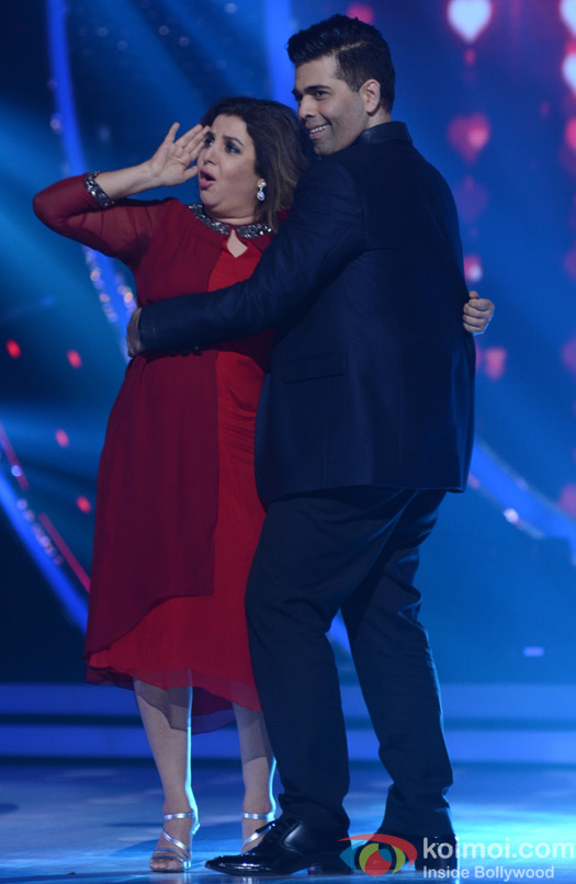 Karan Johar and Farah Khan on the sets of Jhalak Dikhhla Jaa