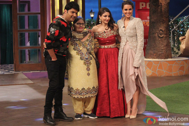 Soha Ali Khan and Neha Dhupia on the sets of The Kapil Sharma Show