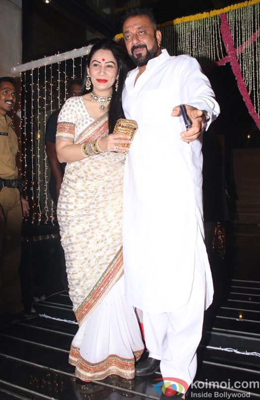 Sanjay Dutt and Manyata Dutt during Aamir Khan's Diwali celebration
