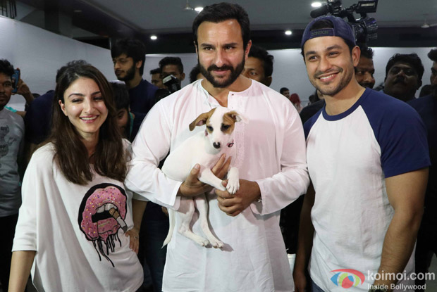 Saif Ali Khan, Kunal Khemu and Soha Ali Khan during the pups and kitten adoption camp
