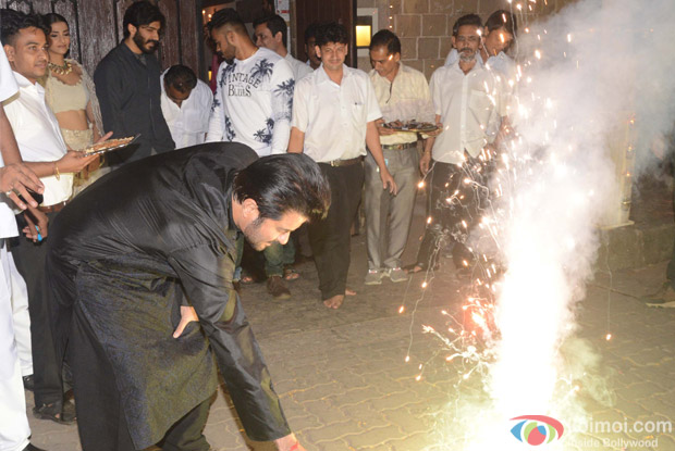 Harshwardhan Kapoor, Anil Kapoor and Sonam Kapoor during Diwali celebrations