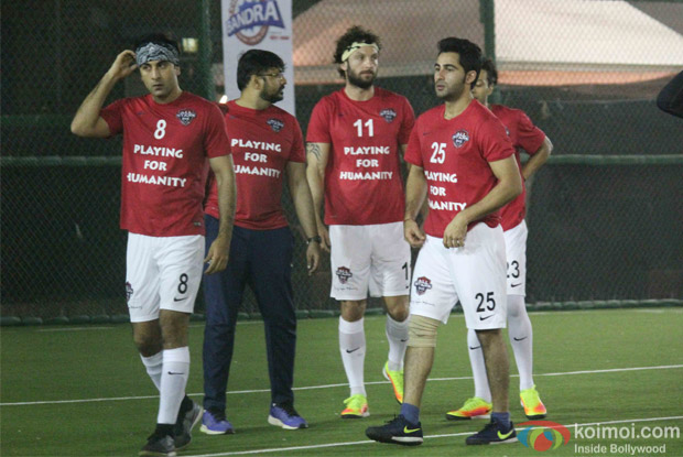 Ranbir kapoor and Armaan jain during the All Stars Football Club (ASFC) football match for charity cause 