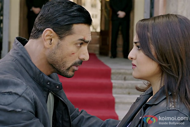 John Abraham and Sonakshi Sinha in a still from Force 2