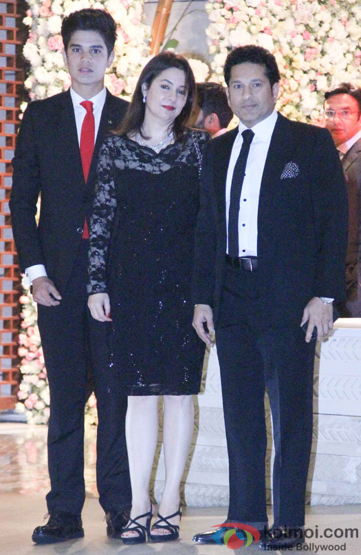 Sachin Tendulkar along with wif and son at Mukesh and Nita Ambani’s niece Isheta’s Pre wedding Party