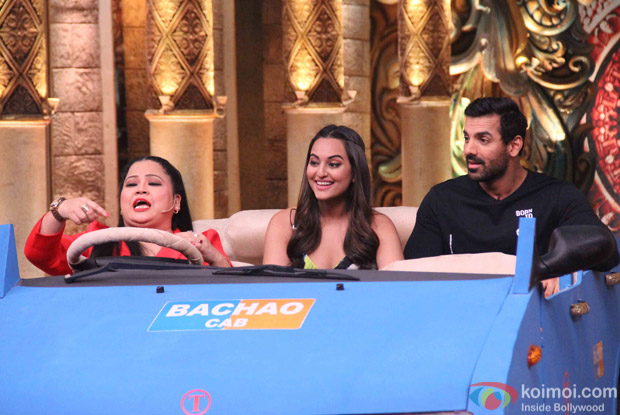 John Abraham and Sonakshi Sinha during the promotion of film Force 2 on the sets of Comedy Nights Bachao