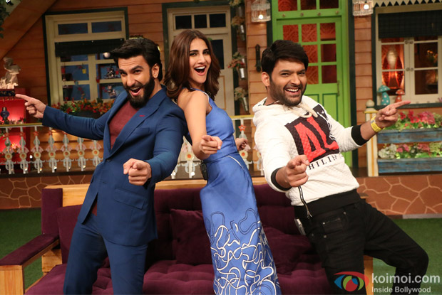 Ranveer Singh and Vaani Kapoor on the sets of The Kapil Sharma Show