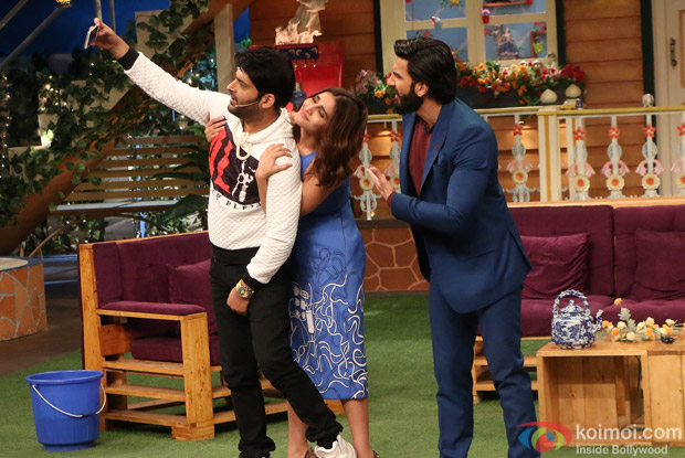 Ranveer Singh and Vaani Kapoor on the sets of The Kapil Sharma Show
