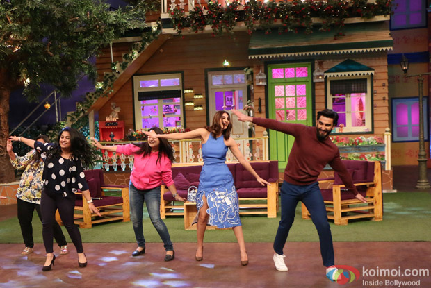 Ranveer Singh and Vaani Kapoor on the sets of The Kapil Sharma Show