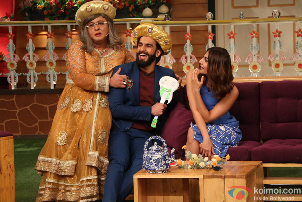 Ranveer Singh and Vaani Kapoor on the sets of The Kapil Sharma Show