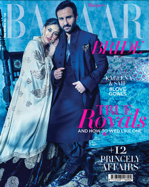 Saif Ali Khan and Kareena Kapoor Khan on the cover of Harper's Bazaar Bride