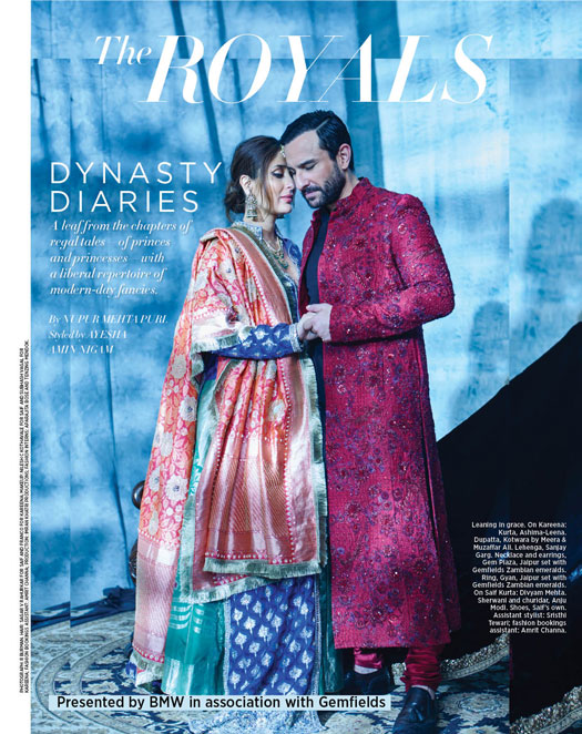 Saif Ali Khan and Kareena Kapoor Khan on the cover of Harper's Bazaar Bride