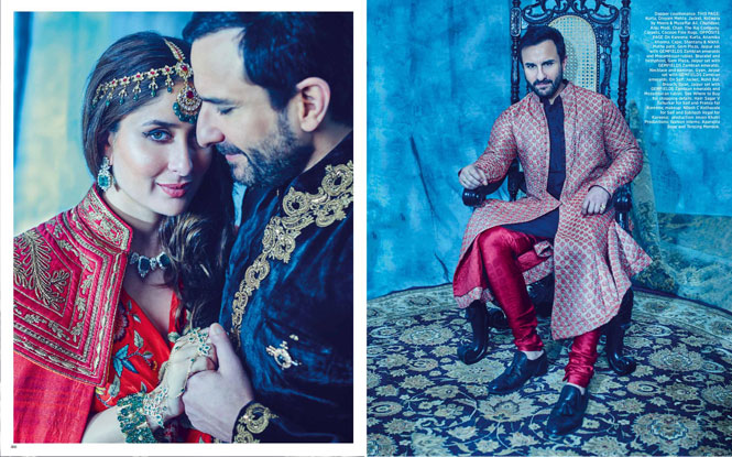 Saif Ali Khan and Kareena Kapoor Khan on the cover of Harper's Bazaar Bride