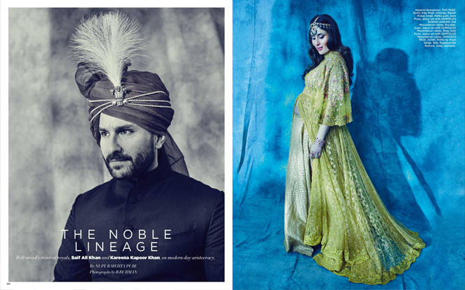 Saif Ali Khan and Kareena Kapoor Khan on the cover of Harper's Bazaar Bride