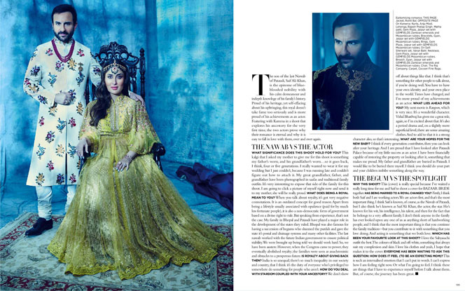 Saif Ali Khan and Kareena Kapoor Khan on the cover of Harper's Bazaar Bride