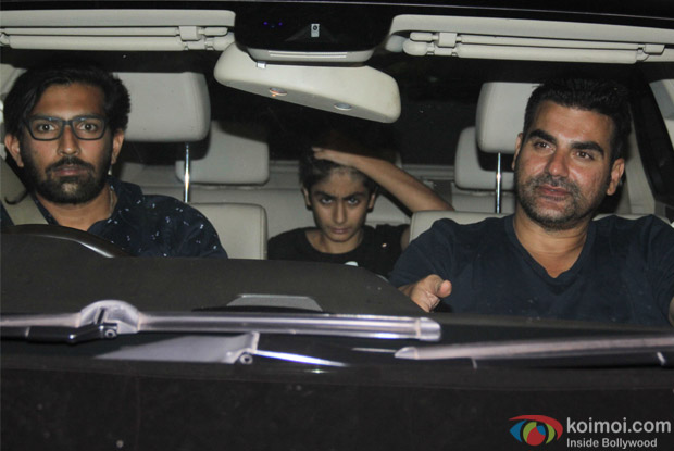 Arbaaz Khan with son Arhaan Khan spotted at Salman Khan's House