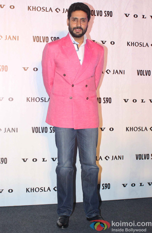 Abhishek Bachchan during the launch of Fashion Designers Abu Jani and Sandeep Khosla's new international line in associationwith Volvo S90