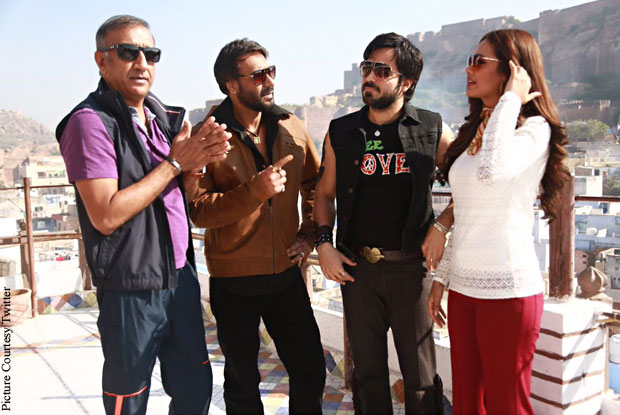 Milan Luthria, Ajay Devgn, Emraan Hashmi and Esha Gupta On The Sets Of Baadshaho