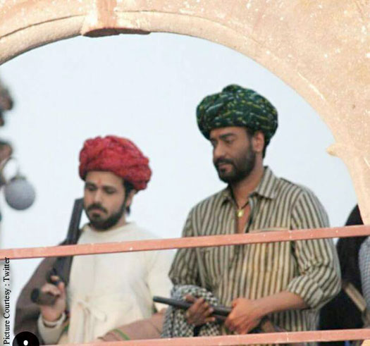 Emraan Hashmi and Ajay Devgn On The Sets Of Baadshaho