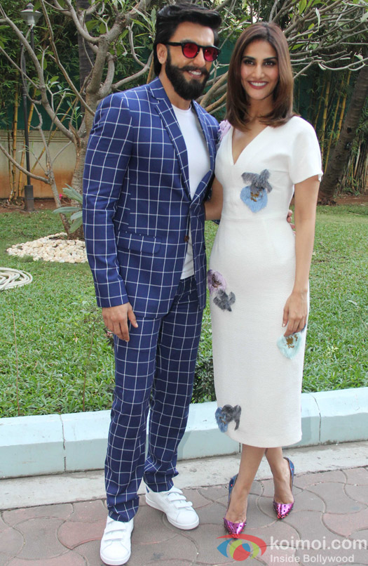 Ranveer Singh and Vaani Kapoor during the promotion of Befikre at YRF studio