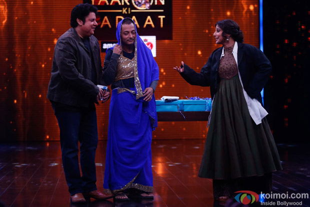 Vidya balan and Sujoy Ghosh during the promotion of Kahaani 2 on the sets of Yaaron Ki Baraat