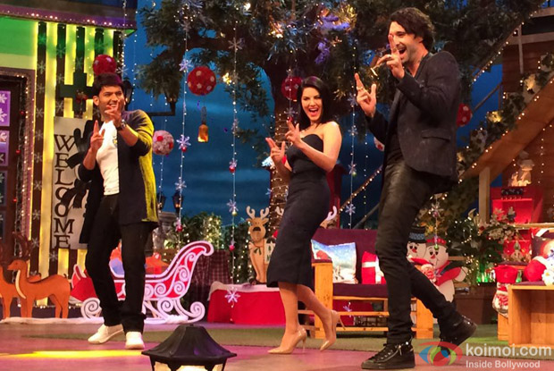 Sunny Leone along with her husband Daniel Weber on the sets of The Kapil Sharma Show