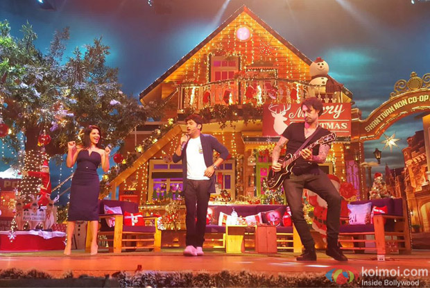 Sunny Leone along with her husband Daniel Weber on the sets of The Kapil Sharma Show