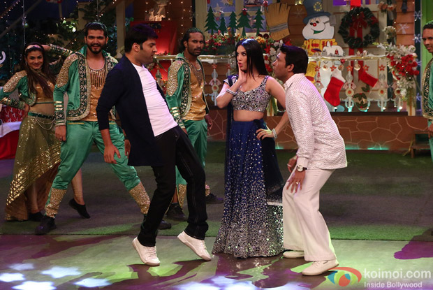Sunny Leone along with her husband Daniel Weber on the sets of The Kapil Sharma Show