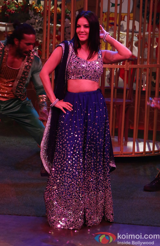 Sunny Leone along with her husband Daniel Weber on the sets of The Kapil Sharma Show