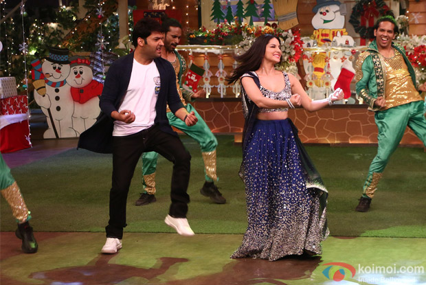 Sunny Leone along with her husband Daniel Weber on the sets of The Kapil Sharma Show