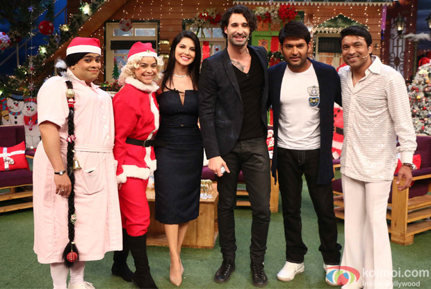 Sunny Leone along with her husband Daniel Weber on the sets of The Kapil Sharma Show
