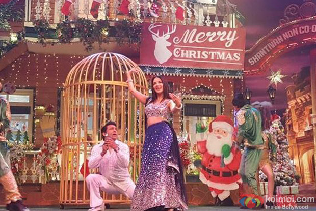 Sunny Leone along with her husband Daniel Weber on the sets of The Kapil Sharma Show