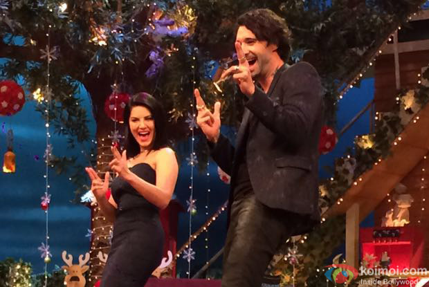 Sunny Leone along with her husband Daniel Weber on the sets of The Kapil Sharma Show