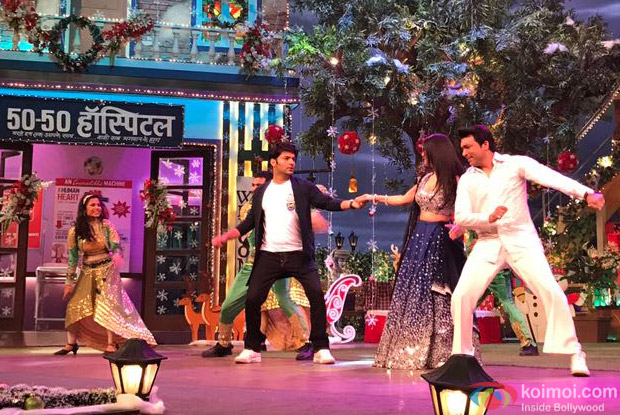 Sunny Leone along with her husband Daniel Weber on the sets of The Kapil Sharma Show